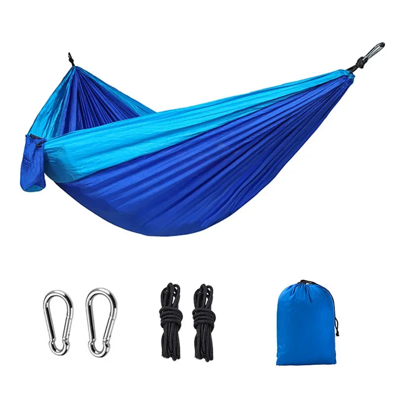 Hamac de camping une place en nylon assorti, en tissu parachute haute résistance, pour lit suspendu portable