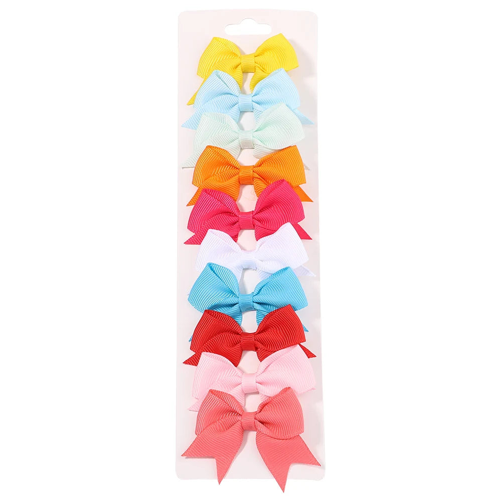 Pinces à cheveux avec nœud papillon en ruban solide, 10 pièces/ensemble, jolies Barrettes faites à la main pour bébés filles, couvre-chef, accessoires pour enfants