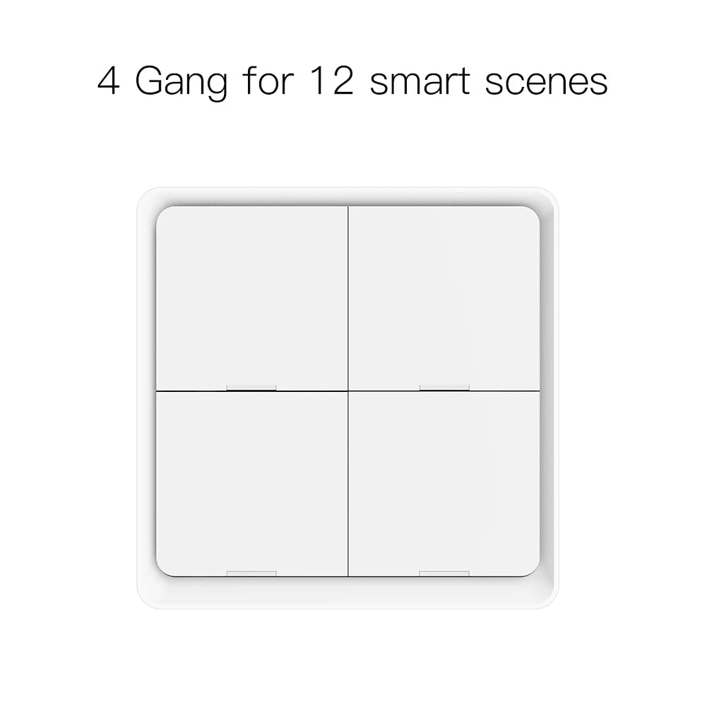 MOES 4 Gang Tuya ZigBee Wireless Scene Switch - 12 Customizable Automation Scenarios, Battery-Powered Push Button Controller for