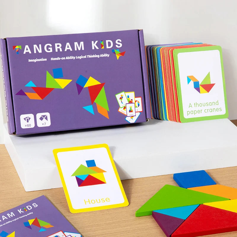 Puzzle Tangram 3D en bois, jeu de société, jouet éducatif Montessori pour enfants, outil pédagogique pour l'apprentissage des formes géométriques en maternelle