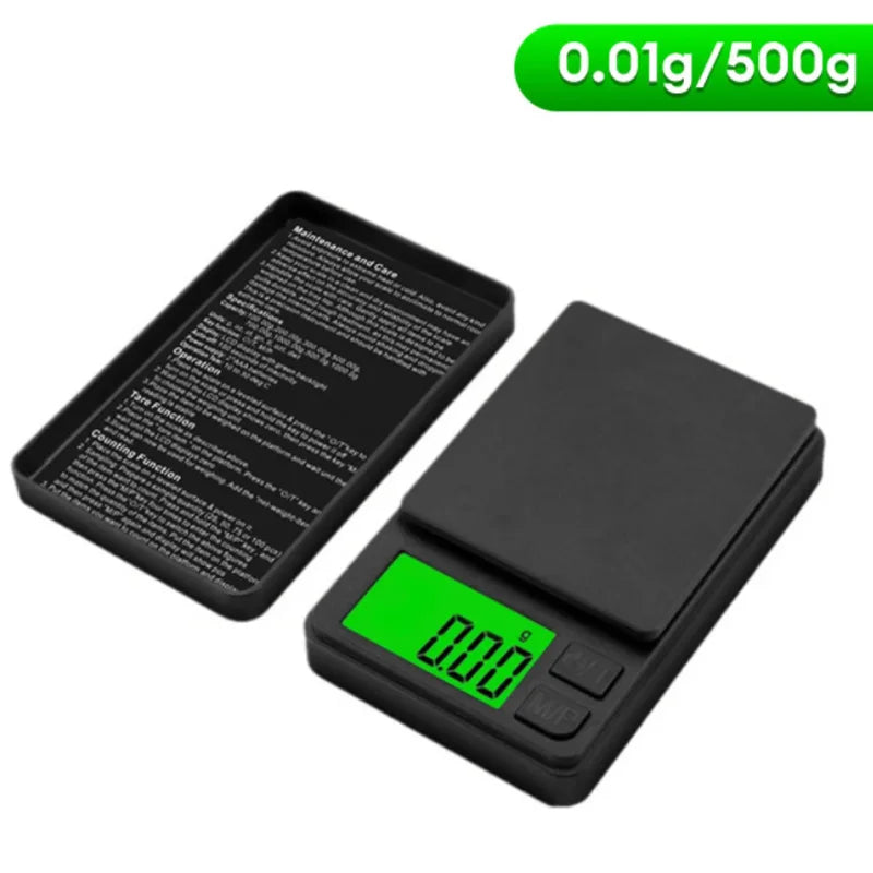 Digital Precision Pocket Scale 1000g X 0.01g with Backlit LCD Miniature Food Jewelry Ounces/Grains Measurement for Travel