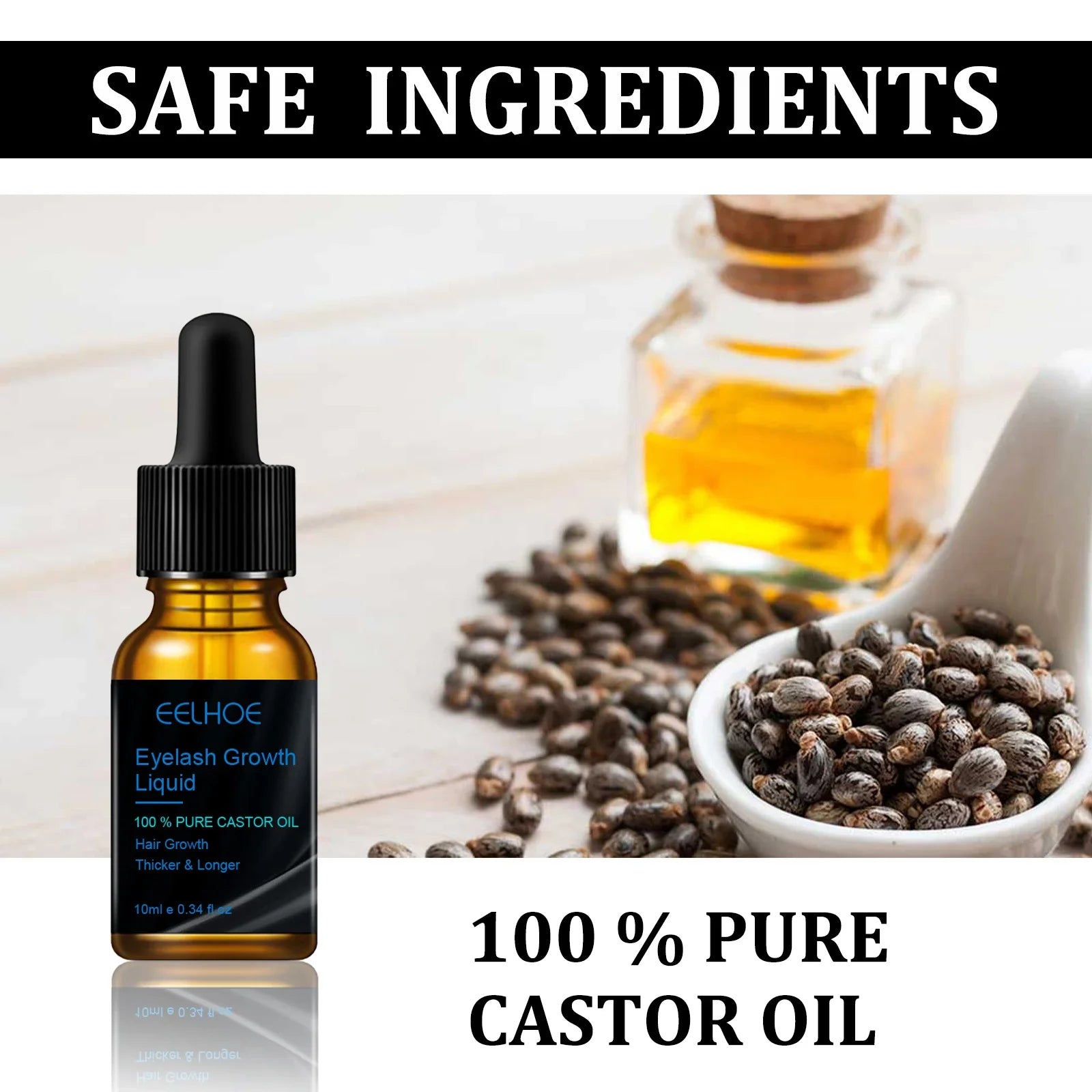 Sérum liquide hydratant à l'huile de ricin naturelle pour la croissance des sourcils, épaississants et fins, pour extensions de cils. Produit de maquillage féminin