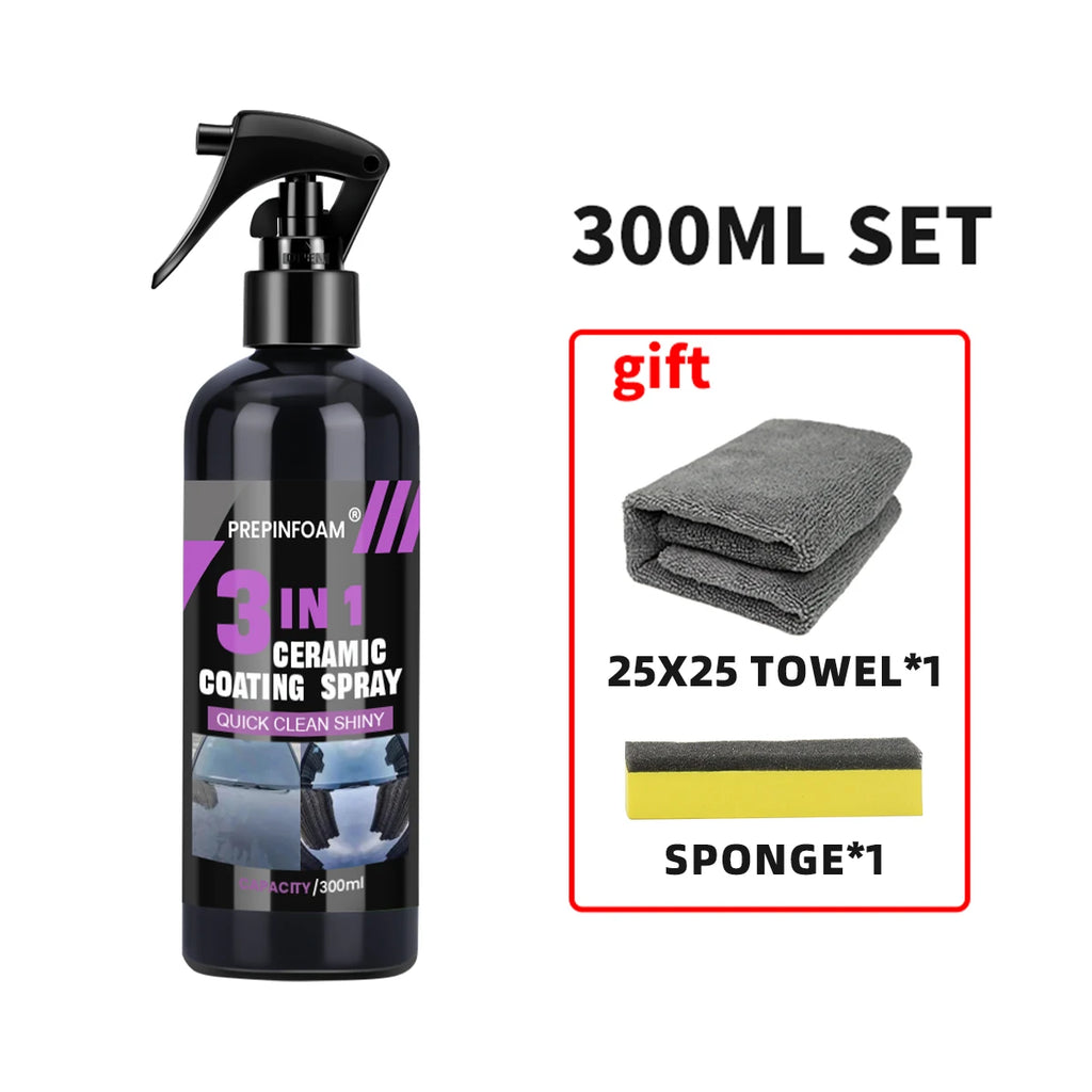 Spray de revêtement liquide en céramique 3 en 1 pour voiture, couche hydrophobe Nano cristal, Agent de polissage, peinture à haute brillance, cire de Protection, soins de voiture