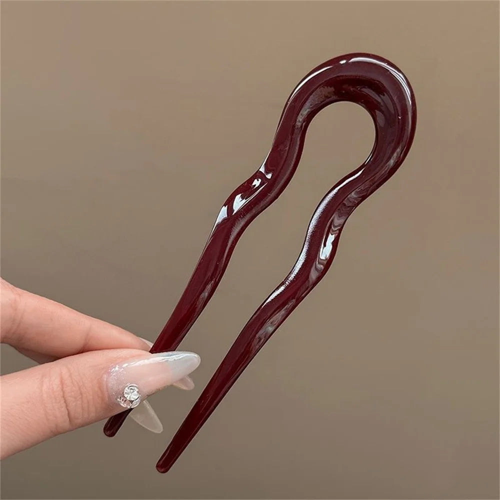 Fourchette à cheveux en forme de U, épingle à cheveux en acétate acrylique écaille de tortue, accessoire de coiffure géométrique pour femmes et filles