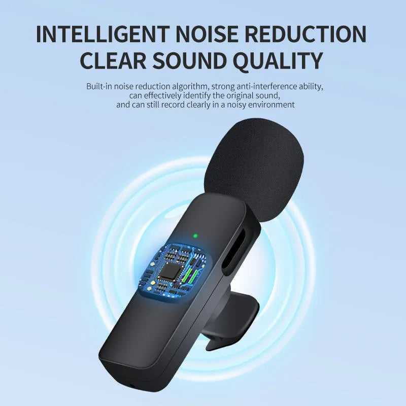 Mini microphone cravate sans fil, coupe-vent, avec laine remplaçable, pour l'enregistrement audio sur iPhone, YouTube et vlogs