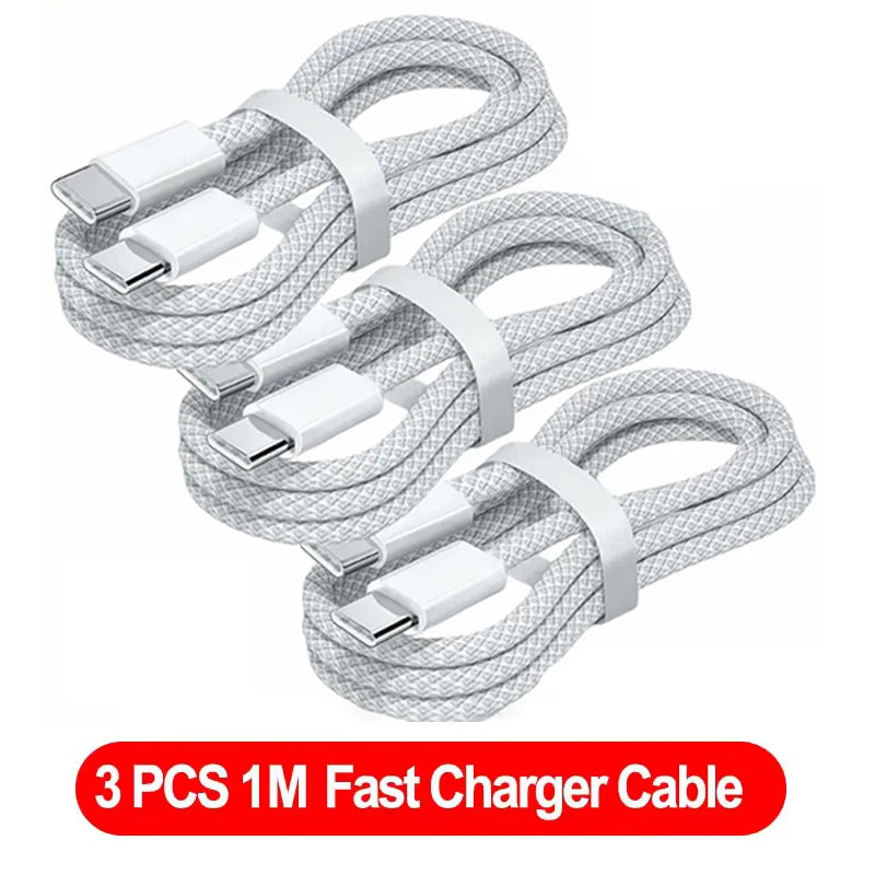 3 pièces câble USB C vers USB C 100W câble de chargeur de charge rapide prend en charge la charge rapide pour iPhone 16 15 Samsung Xiaomi Huawei etc.
