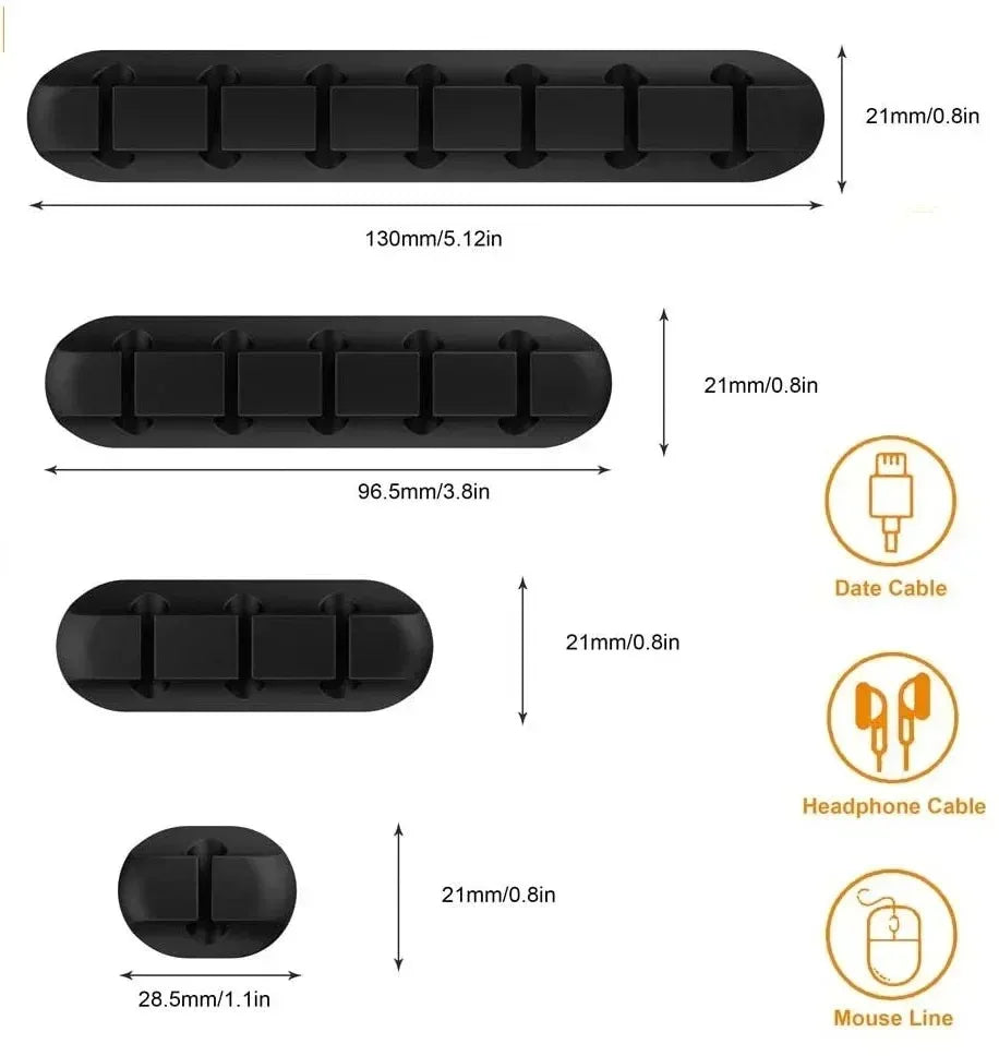 Enrouleur de câble USB en Silicone, organisateur de fil de câble, Clips de gestion auto-adhésifs pour souris, clavier, casque, pour iPhone Huawei