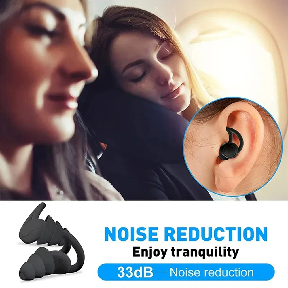 Bouchons d'oreilles en silicone HUAK à 3 couches pour travail et natation – Protection contre le bruit en usine, étanches pour piscines, confortables toute la journée