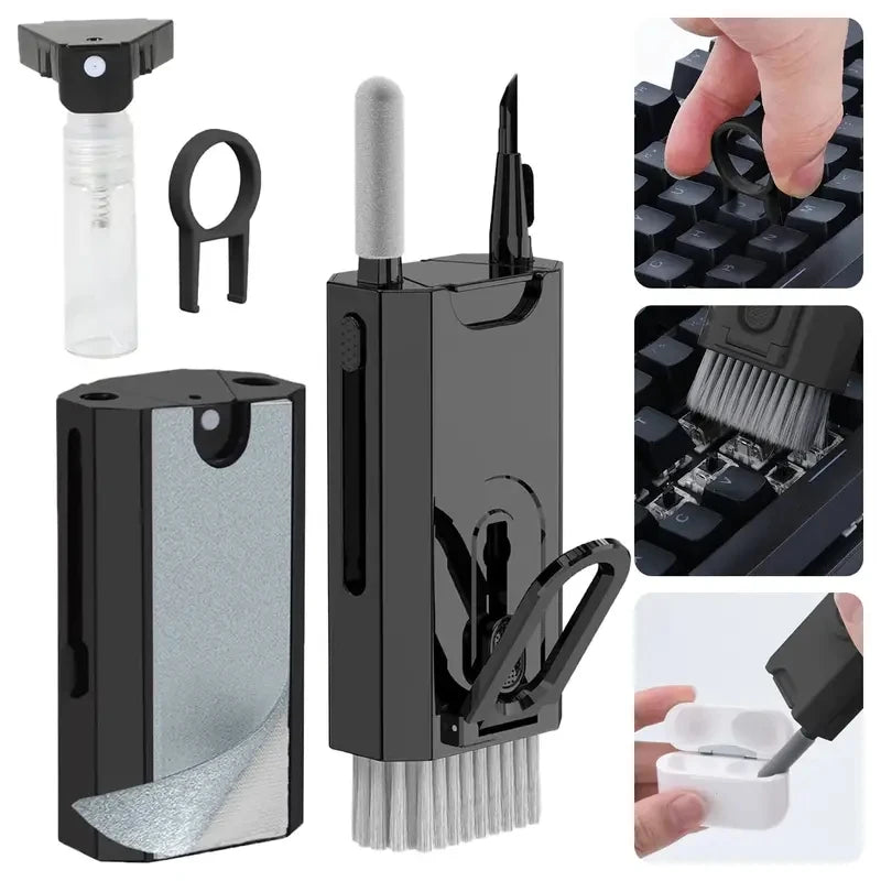 Kit de nettoyage 8 en 1 : brosse pour clavier d'ordinateur, stylo de nettoyage pour écouteurs, outils de nettoyage pour casque, tablette et téléphone, extracteur de touches
