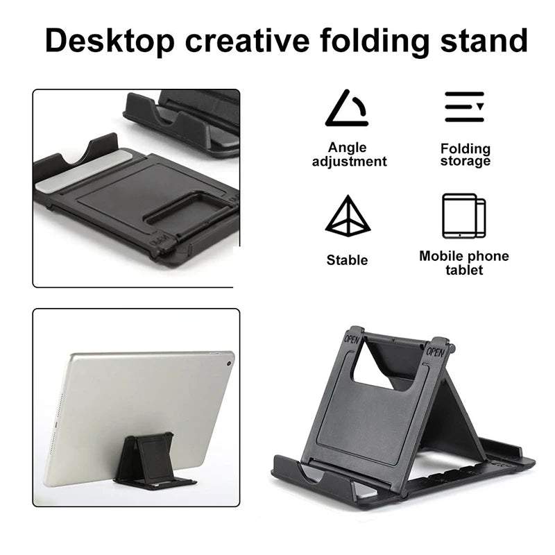 Mini support pliable universel, portable et ajustable pour téléphone, tablette ou ordinateur portable (compatible iPad, iPhone, Samsung, Xiaomi)