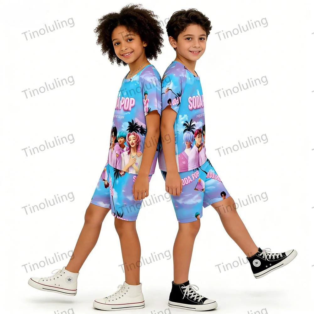 Pyjamas pour filles et enfants de 3 à 12 ans - Pyjama court d'été pour petits garçons - Thème Kpop Demon Hunters