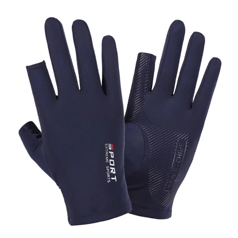 Gants demi-doigts en soie glacée, hautement élastiques, respirants et offrant une protection solaire optimale, pour hommes et femmes (1 paire). Gants fins pour activités de plein air : cyclisme, conduite, pêche