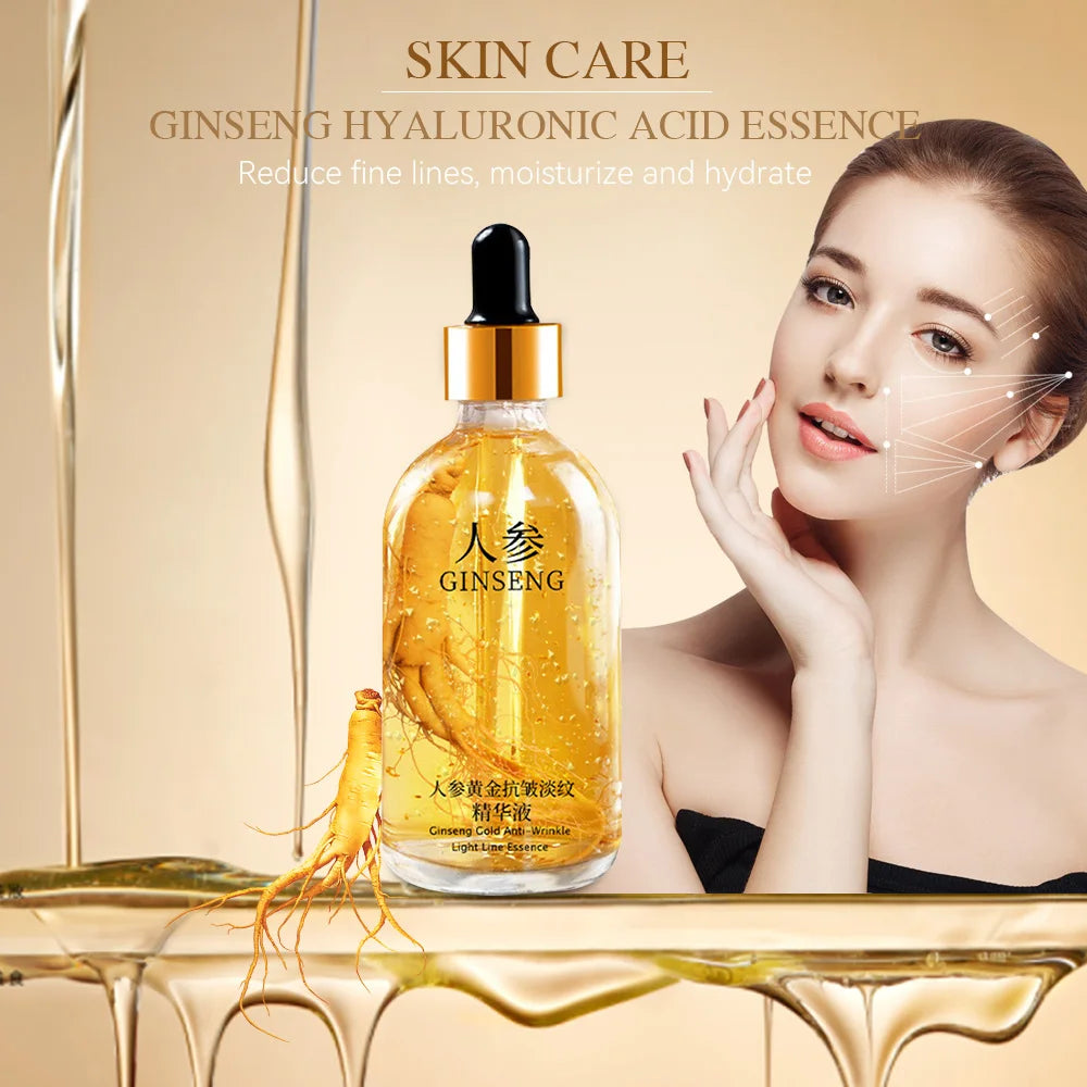 Sérum visage anti-âge 100 ml à l'acide hyaluronique, à l'or 24 carats et à la nicotinamide : sérum liftant au collagène, soin éclaircissant et anti-âge