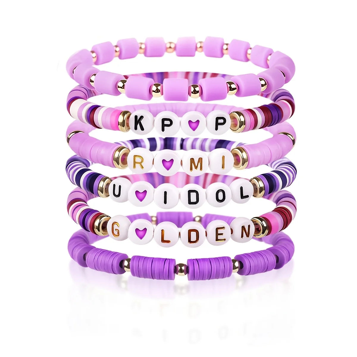 Ensemble de 6 bracelets K-Pop multicolores, bijoux résistants, accessoire de fan, cadeau de concert, cosplay ou anniversaire