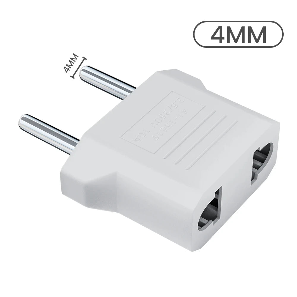 America European Mini US To EU Power Plug Adapter Russia Australia Travel Plug Converter Adapter Korea 4.0mm 4.8mm Plug 6A 125A
