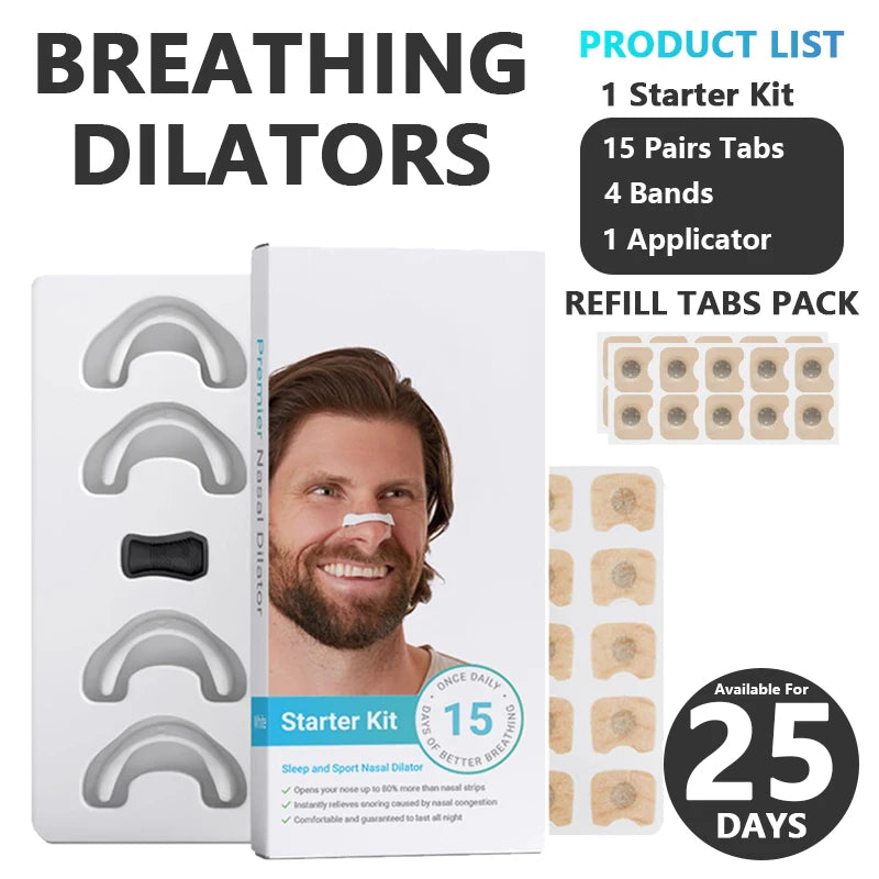 Kit de démarrage de dilatateurs respiratoires nasaux magnétiques, 15/30 jours, pour améliorer la qualité du sommeil, bande buccale Anti-ronflement