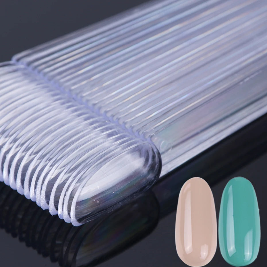 50 faux ongles transparents, nuancier naturel, forme ovale, en éventail, vernis gel UV, palette d'essai, outils de manucure