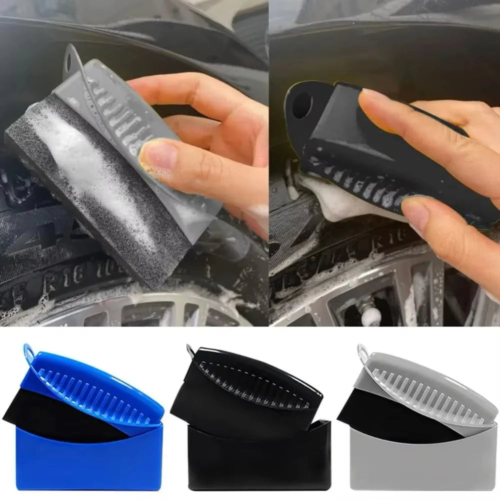 Éponge à cirer avec housse pour le polissage des jantes de voiture et de moto, le lavage et le nettoyage des pneus ABS, l'applicateur de produit pour le contour des pneus et le nettoyage de détail