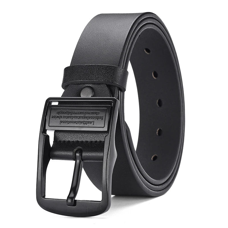 Ceinture en cuir pour hommes, boucle noire, nouveau style, à la mode, tendance, luxe léger, décontracté, polyvalent, adapté aux jeans, boucle ardillon