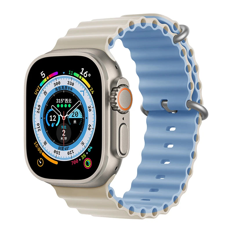 Bracelet océan en Silicone pour bracelets de montre Apple 45mm 46mm 40mm Ultra 2 49mm 44mm 41mm 38-42mm bracelet de sport série 10 9 8 7 6 5 4 SE