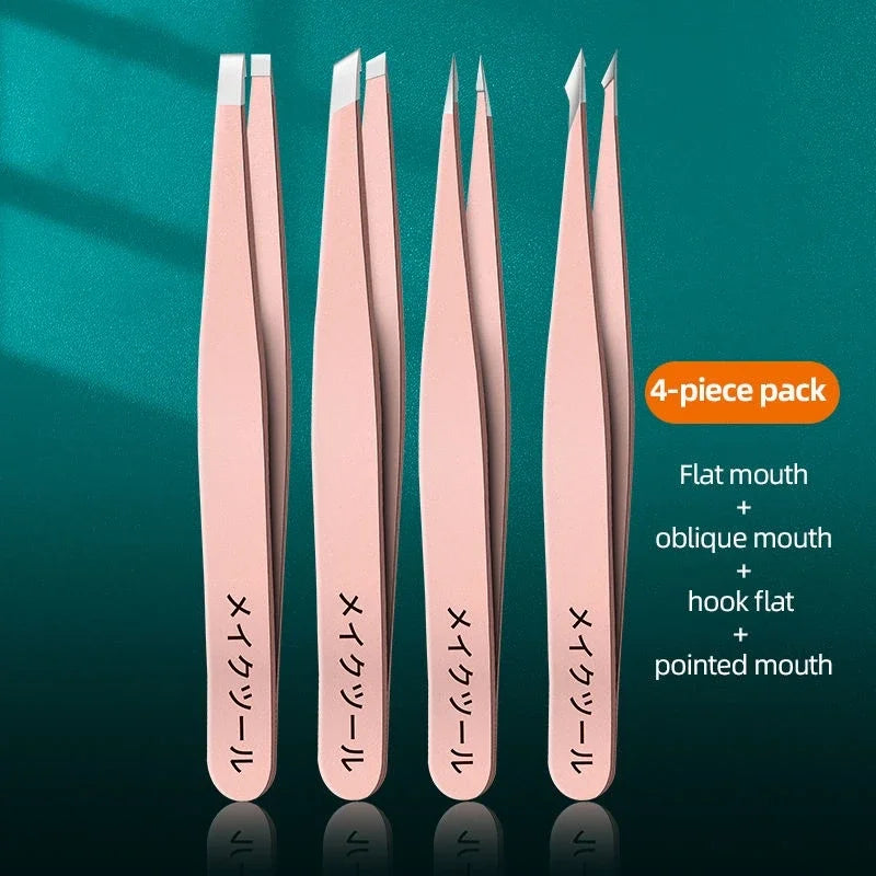 Ensemble de pinces à sourcils Ouriner 4 pièces pinces à sourcils en acier inoxydable ensemble d'outils de beauté professionnels pour la croissance des poils du visage vers l'intérieur