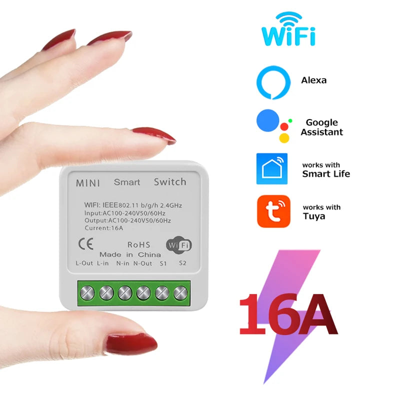 Commutateur intelligent WiFi/Zigbee, Module de relais 16A 20A, prise en charge intelligente, minuterie de relais bidirectionnel avec Google Home Alexa Alice Smart Life