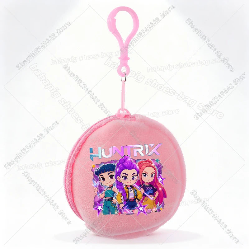 Mini porte-monnaie Kpop Demon Hunters pour fille, pochette ronde, portefeuille à fermeture éclair avec écouteurs et porte-clés, motif Zoey Mira Rumi, pour enfants