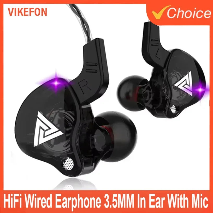 Nouveau casque sport avec microphone, écouteurs filaires 3,5 mm QKZ AK6, écouteurs intra-auriculaires stéréo pour iPhone, casque de course avec micro intégré