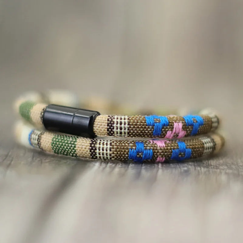 Nouveauté pour homme : Bracelet bohème en corde, bracelet magnétique, bracelet d'aventure et de survie, bracelet de plage et de surf.