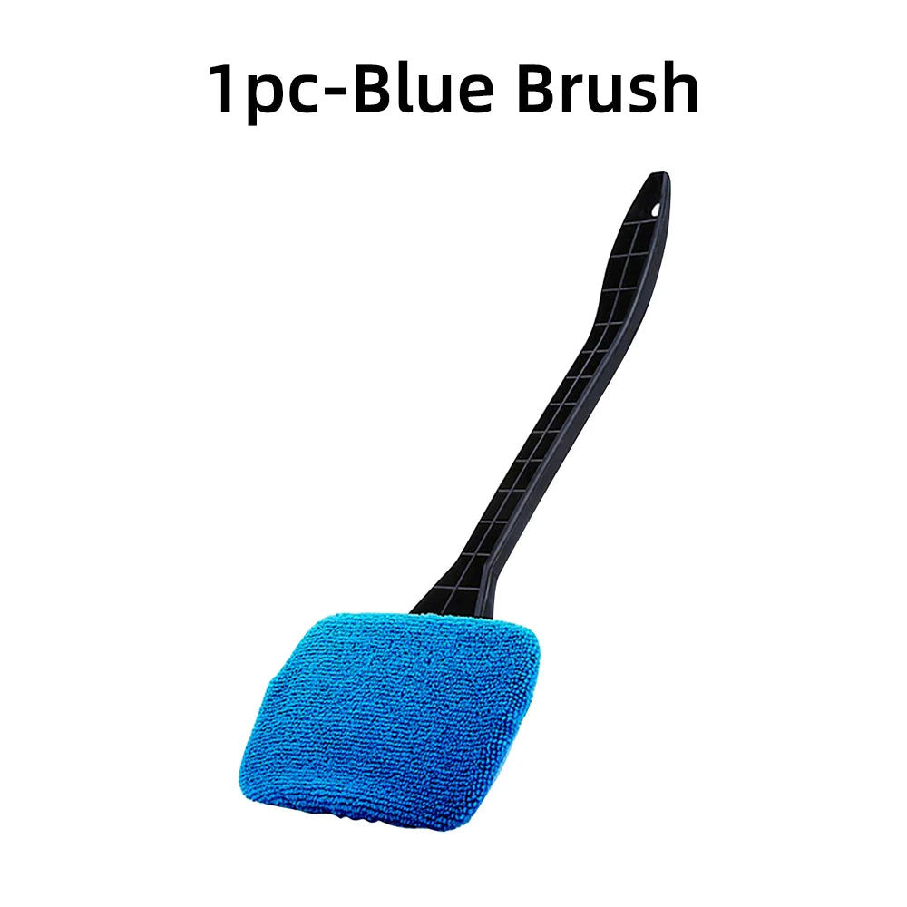 Kit de brosse de nettoyage de vitres de voiture, outil de nettoyage de pare-brise en microfibre, essuie-glace intérieur de voiture, essuie-glace à long manche, tampon en tissu réutilisable
