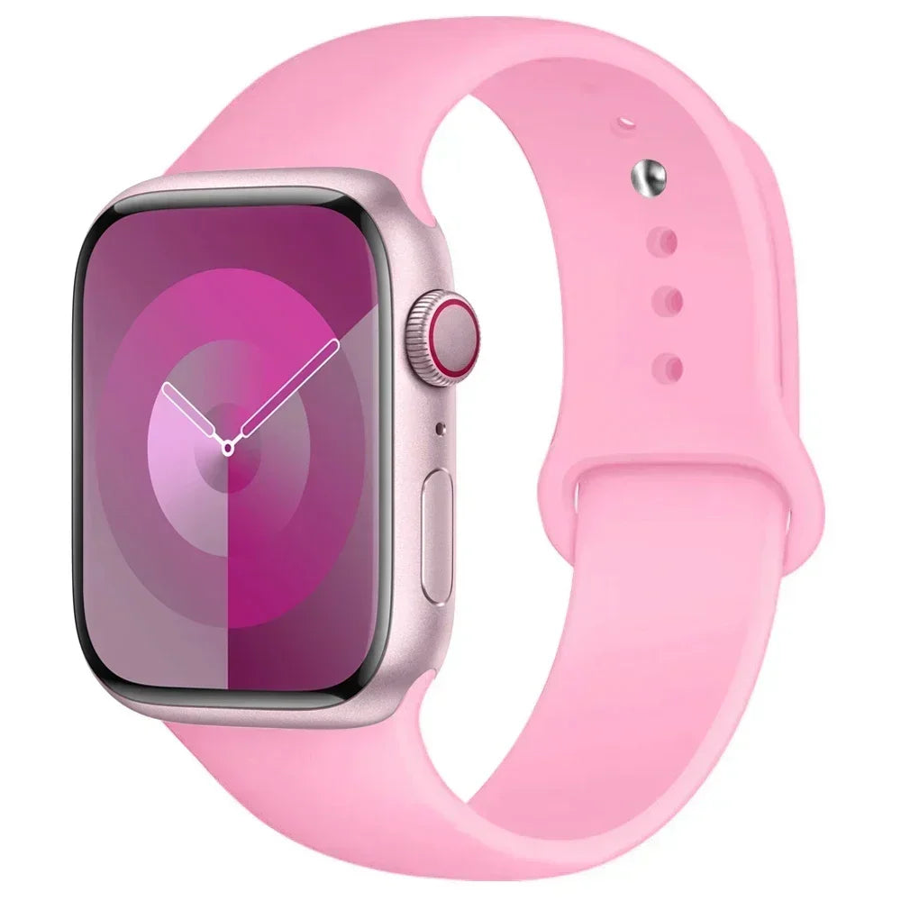 Bracelet en Silicone pour Apple Watch, 44mm 45mm 40mm 41mm 42-46mm, bracelet de sport iwatch série 8 7 6 5 4 9 10 11 SE-Ultra 2/3 49mm