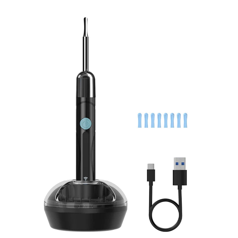 Endoscope WiFi 4.2mm 1080P, caméra de sélection d'oreille avec Base de cuillère d'oreille pour iOS/Android, Otoscope de nettoyage d'oreille avec outil d'élimination du cérumen