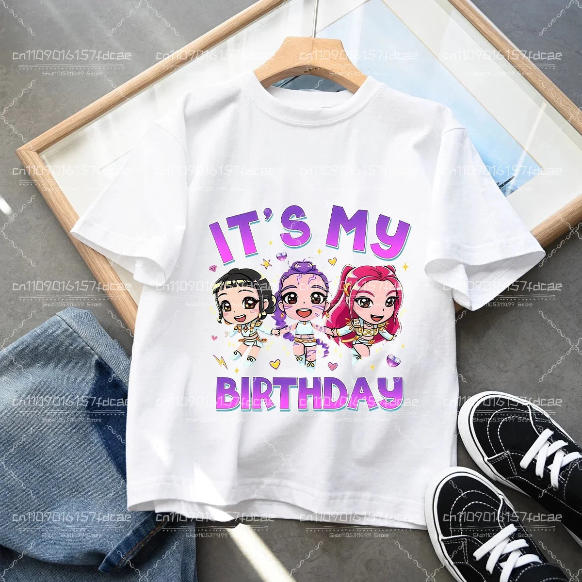 T-shirt Fun Huntrix Kpop Demon Hunters 2026 pour garçons et filles fans, cadeau d'été, col rond, manches courtes, t-shirt tendance pour enfants