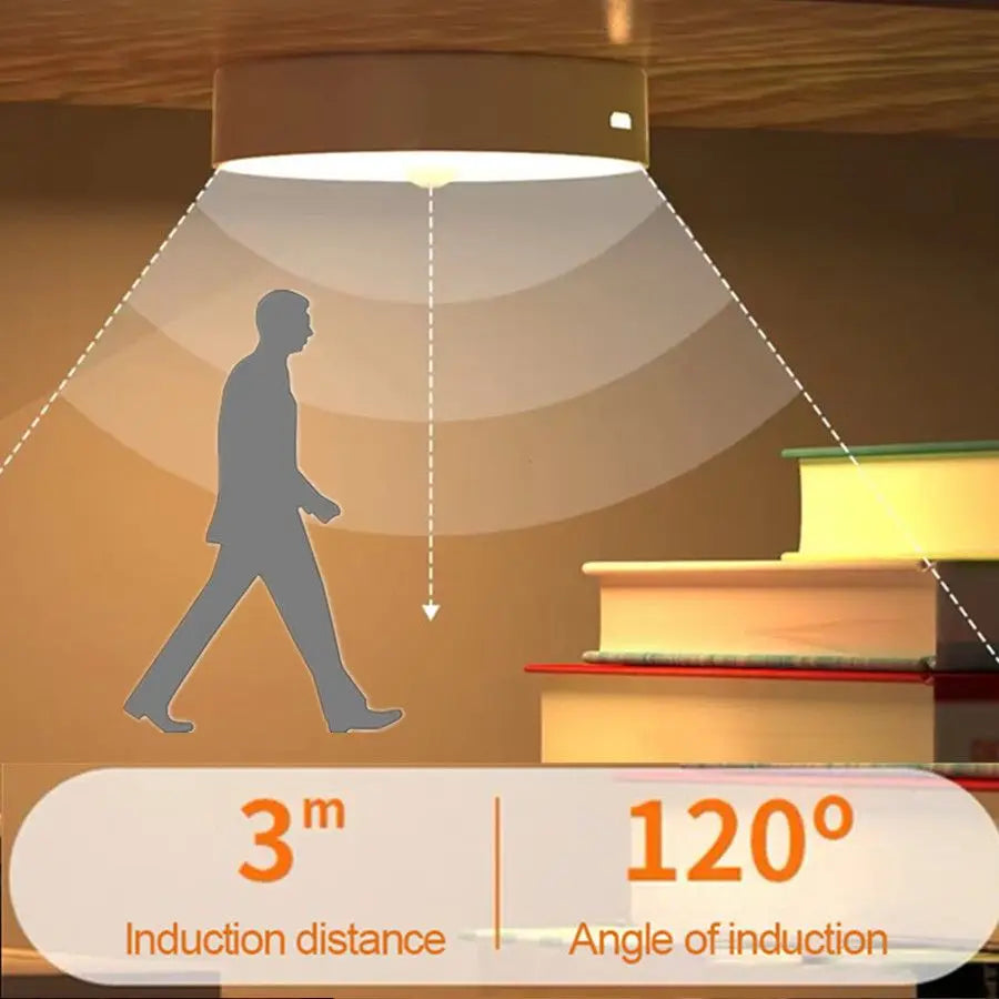 Lumière Led avec capteur de mouvement, USB, Rechargeable, luminaire décoratif d'intérieur, idéal pour une chambre à coucher, des escaliers, un couloir, une garde-robe ou un placard