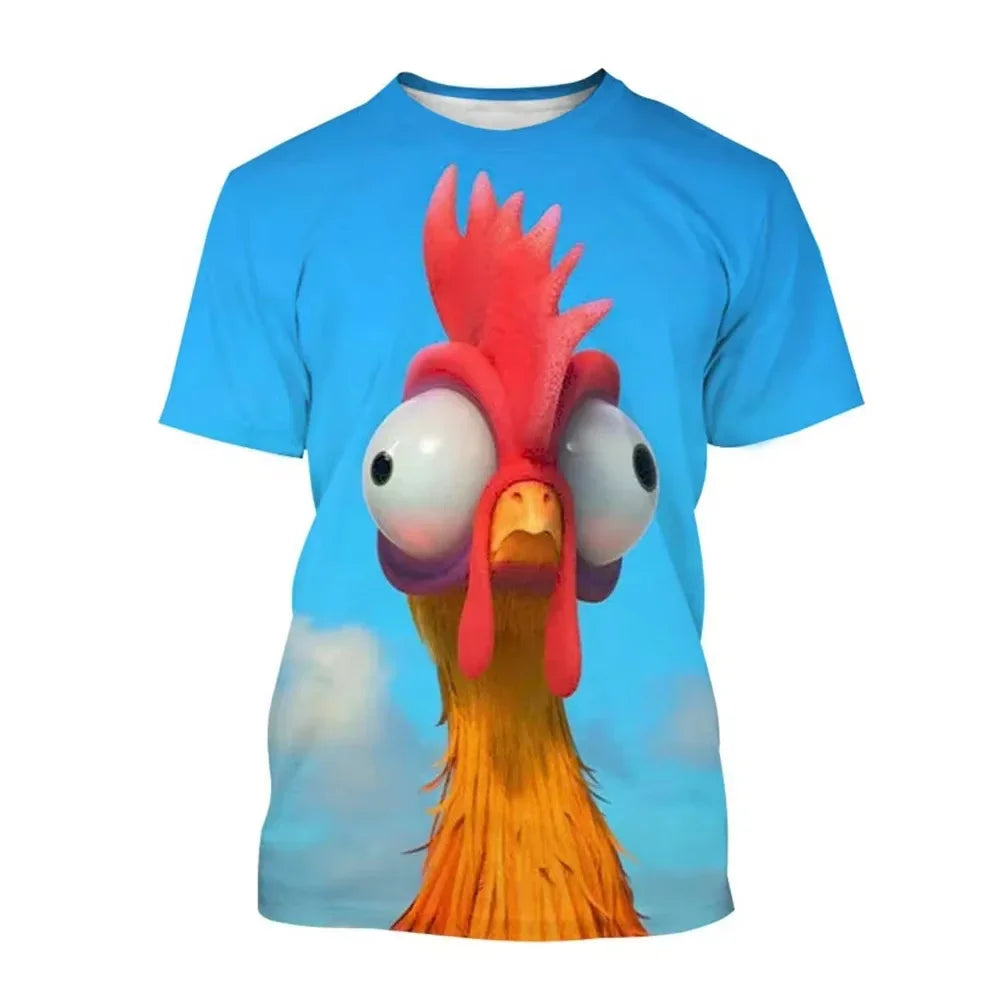 T-shirt de poulet drôle Disney pour hommes et femmes, imprimé en 3D, décontracté, de rue, pour enfants, garçons et filles, 2024