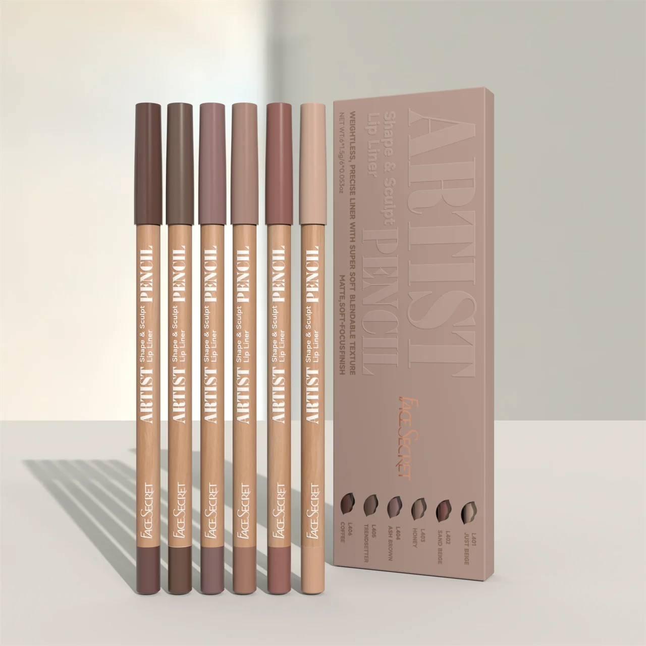 Ensemble de 6 crayons à lèvres mats velours - Teintes polyvalentes longue tenue - Maquillage des lèvres longue tenue - Baie, Brun, Rose