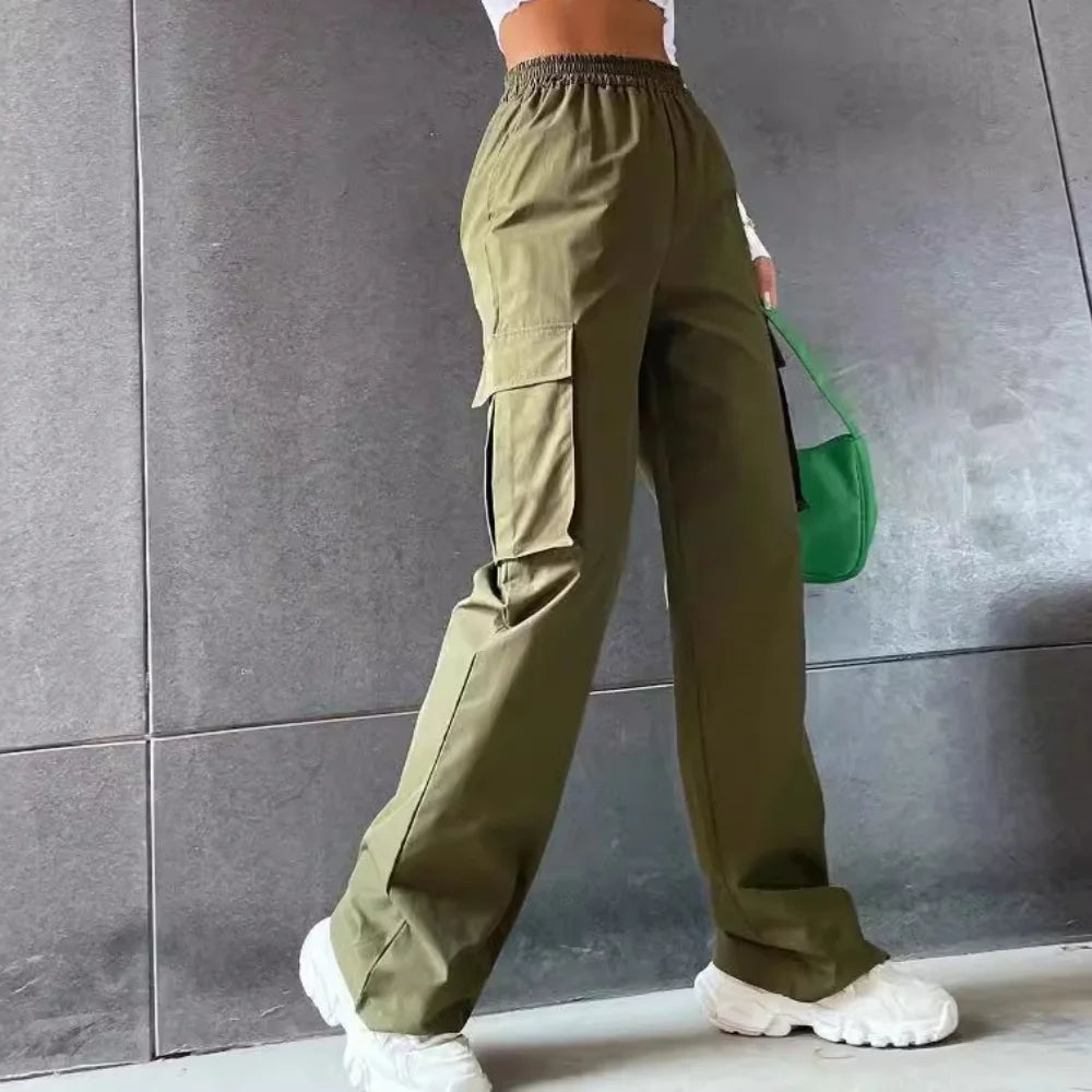 Mode femmes Baggy Joggers pantalon décontracté Communte femme Chic droit Cargo pantalon élastique taille haute élégant surdimensionné pantalon