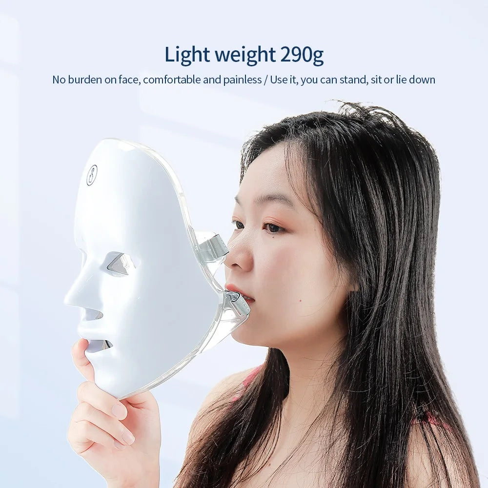 Machine de beauté du visage à LED sans fil, 7 couleurs, Photon, pour resserrer la peau du visage, rajeunissement, masque facial