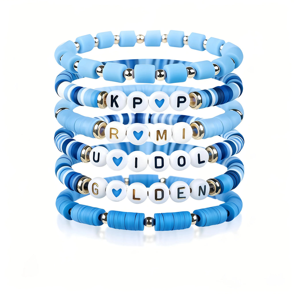 Ensemble de 6 bracelets K-Pop multicolores, bijoux résistants, accessoire de fan, cadeau de concert, cosplay ou anniversaire
