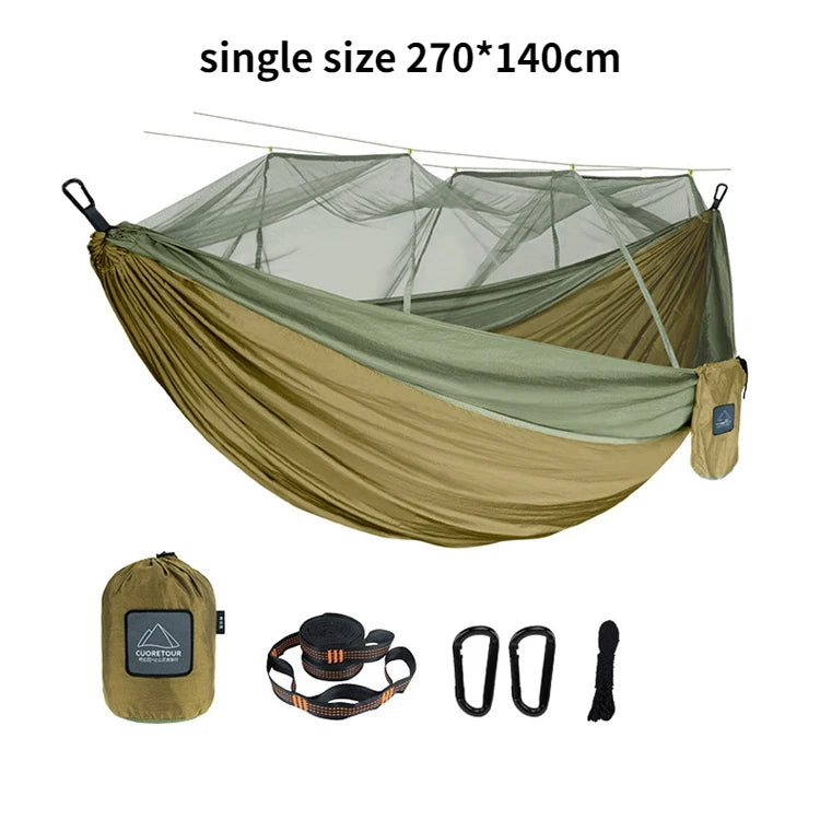 Tissu en nylon portable pour voyage, camping et couchage suspendu, disponible en tailles simple et double. Disponible en versions simple et double. Disponible en version portable et suspendue.