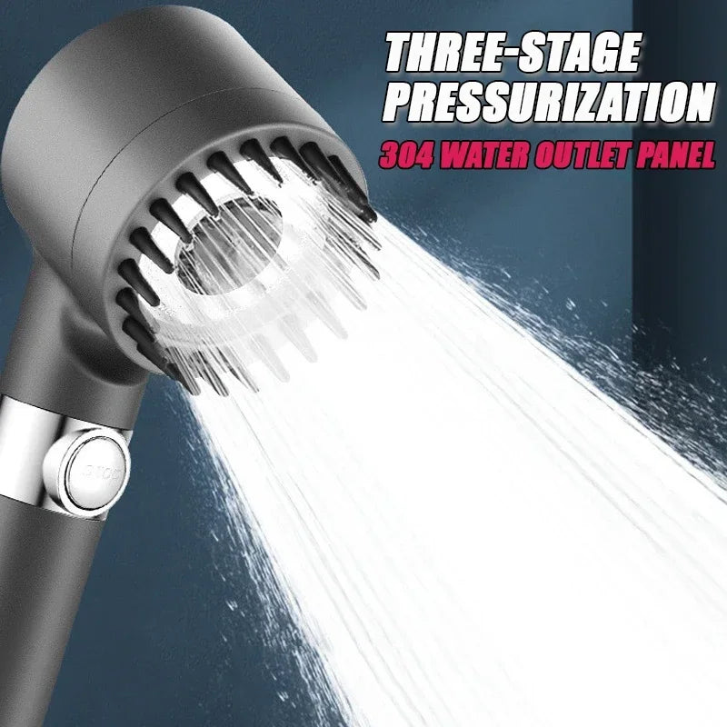 Pommeau de douche filtrant haute pression, jet réglable à 3 modes avec brosse de massage, robinet effet pluie, accessoires de salle de bain