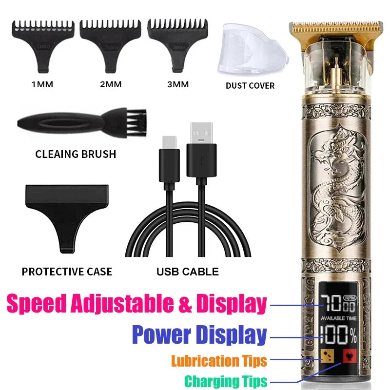 Hot Sale Vintage T9 Electric Cordless Hair Cutting Machine Professional Hair Barber Trimmer For Men Clipper Shaver Beard Lighter