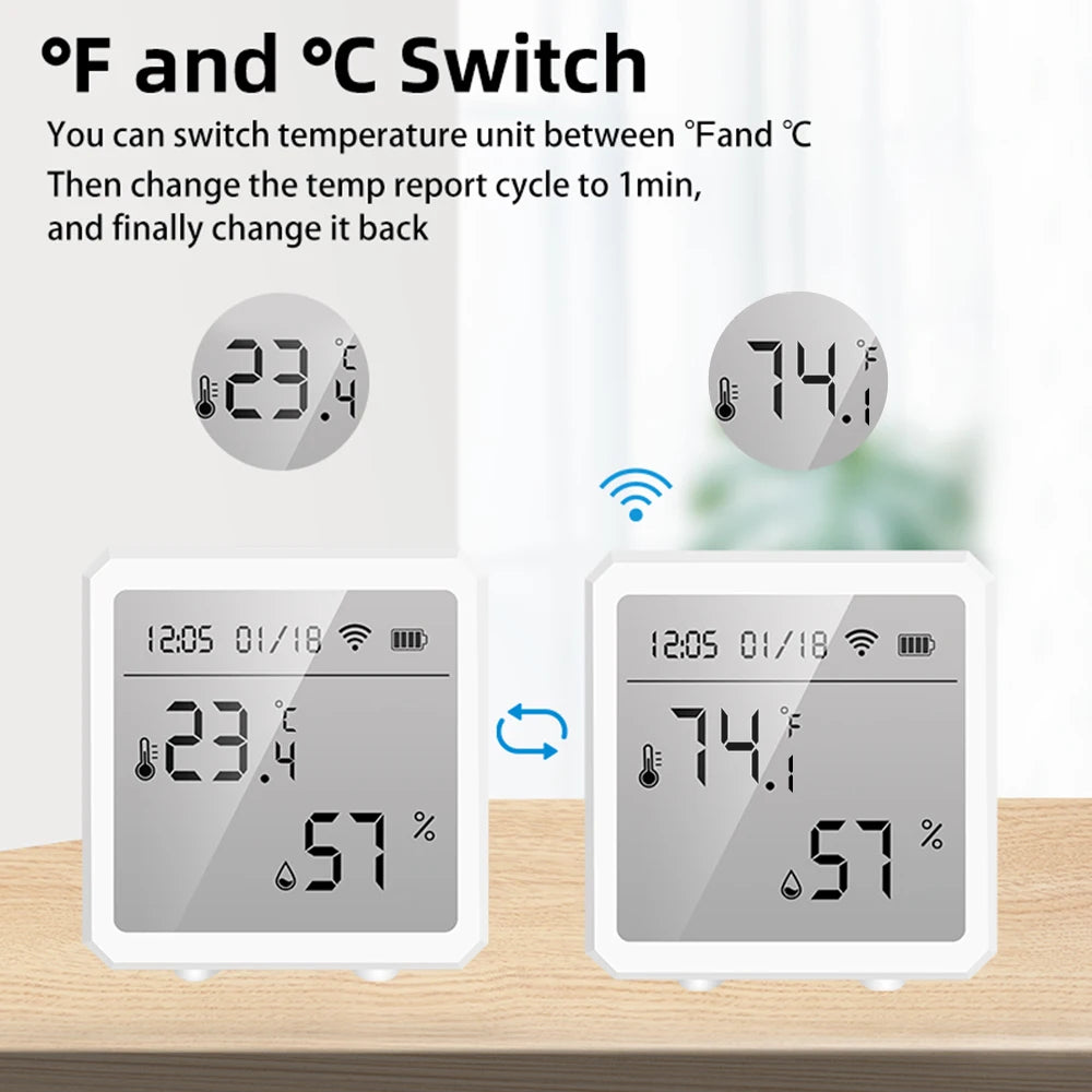 Zigbee – capteur de température et d'humidité, avec application Tuya, écran LCD, affichage numérique, thermomètre sans fil, fonctionne avec la couleur noir ou blanc