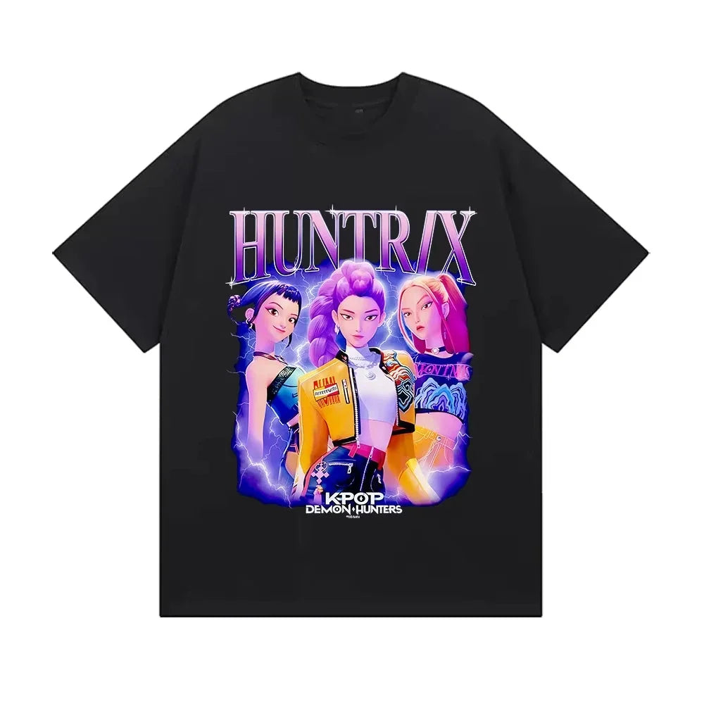 T-shirt enfant tendance et décontracté, imprimé cool, style Kpop Huntrix Devil Hunter, collection été 2026. Idée cadeau d'été
