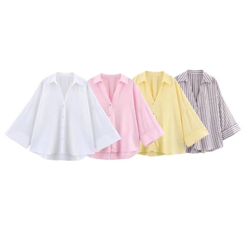 HipSeam chemise à manches larges femmes printemps ourlet asymétrique bouton chemises pour femmes Simple dame Johnny col chemises et chemisiers en lin