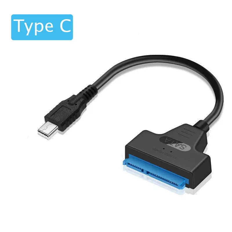 Câble SATA vers USB 3.0/2.0 jusqu'à 6 Gbit/s pour disque dur externe SSD de 2,5 pouces, adaptateur SATA 3 22 broches, cordon USB 3.0 vers Sata III