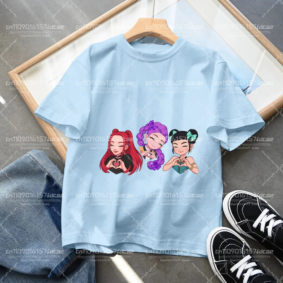 T-shirt Fun Huntrix Kpop Demon Hunters 2026 pour garçons et filles fans, cadeau d'été, col rond, manches courtes, t-shirt tendance pour enfants