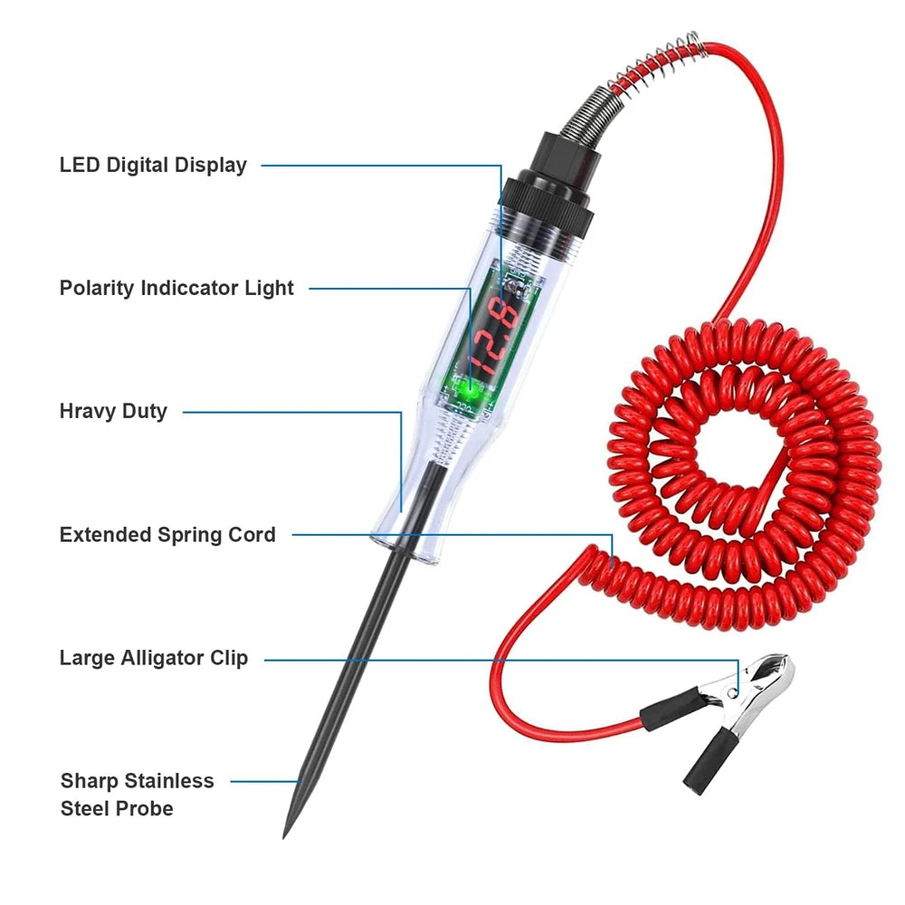 Testeur de Circuit de tension de voiture et camion, 6V 12V 24V, sonde de Diagnostic automobile, stylo de Test, ampoule, stylo de mesure électrique, outils de réparation