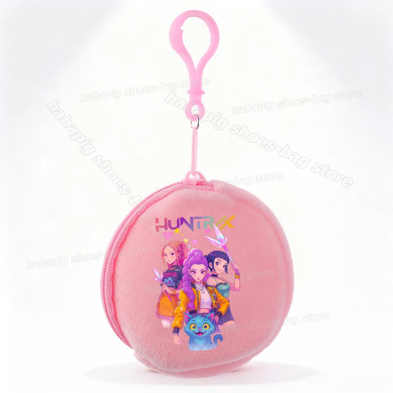 Mini porte-monnaie Kpop Demon Hunters pour fille, pochette ronde, portefeuille à fermeture éclair avec écouteurs et porte-clés, motif Zoey Mira Rumi, pour enfants