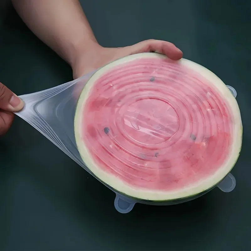 Lot de 6 couvercles extensibles en silicone, réutilisables et résistants, pour la conservation des aliments dans les bols